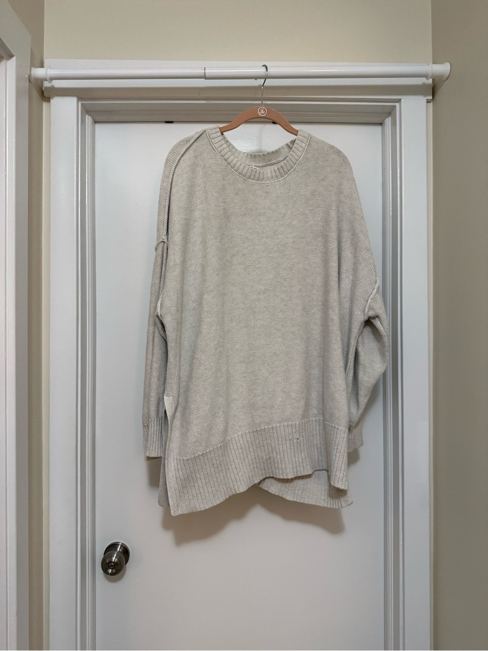 Aerie Neutral Cream Oversized Crewneck Sweater - Women
